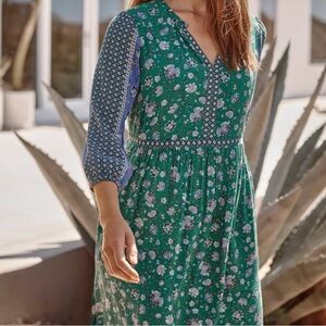J. Jill Cottage Boho Floral Peasant Dress Sweet Clover Folkloric Vine Women’s S